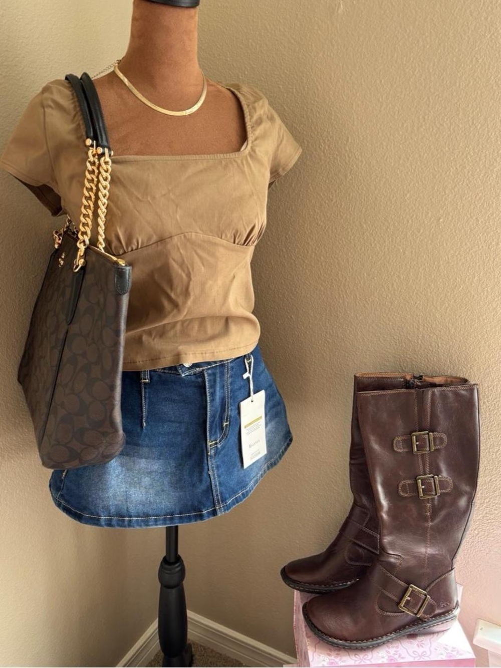 NWT Fashion Nova square Taupe Top size M